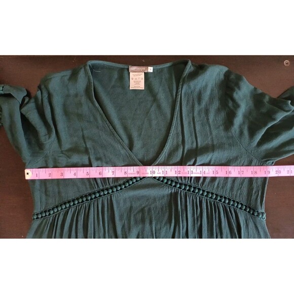 Earthbound Trading Co Women’s Size Small Emerald Green Boho Lagenlook Dress - Picture 6 of 7